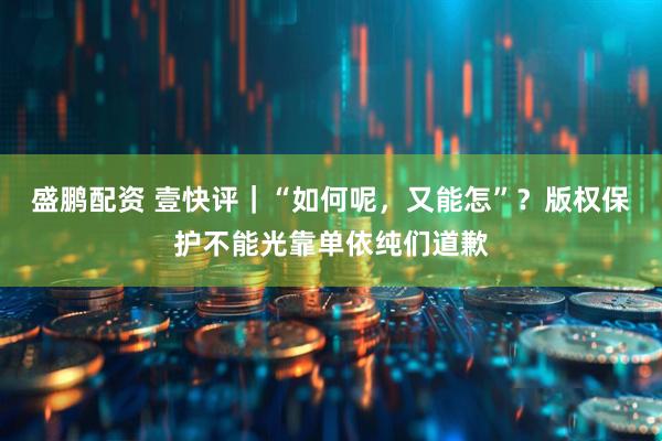 盛鹏配资 壹快评｜“如何呢，又能怎”？版权保护不能光靠单依纯们道歉